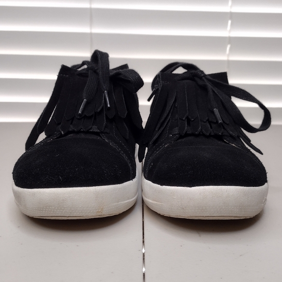 Fitflop F-Sporty II Black Suede Comfort Low Top Lace Up Fringe Sneakers Sz 7 - Picture 4 of 12